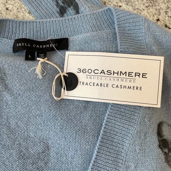 Skull Cashmere Mia V-Neck Skull Print Cashmere Sweater - Picture 5 of 8